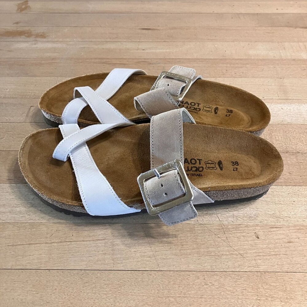 Naot Womens Fresno Suede Leather Sandals Size US 7 EU 38 White Beige Tan SP NWOT - Picture 5 of 11